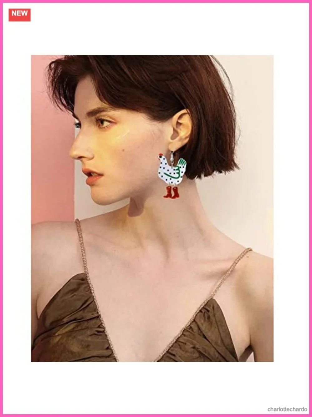 Acrylic Big Hen Chicken Drop Dangle Earrings Farm Animal Charm Jewelry